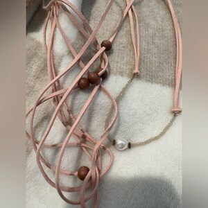 Pink and Brown Fresh Water Pearl Beaded Necklace